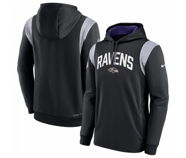 Baltimore Ravens Men's Nike Black Sideline Athletic Stack Performance Pullover Hoodie