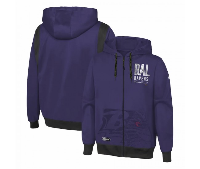 Baltimore Ravens Men's New Era Purple Combine Authentic Drop Back Full-Zip Hoodie