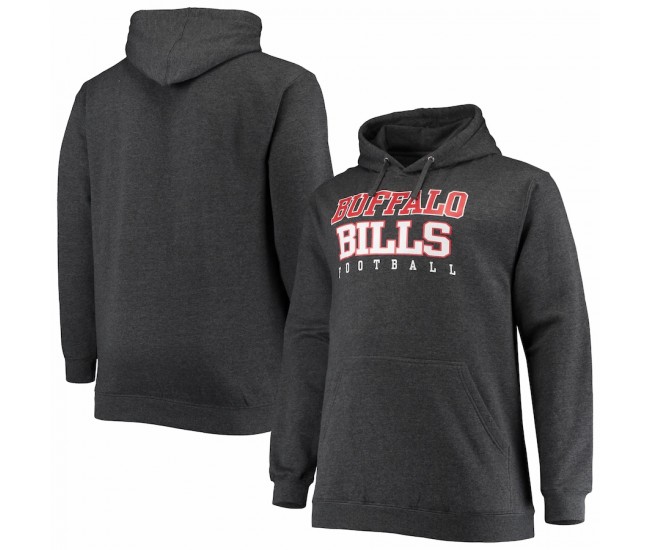 Buffalo Bills Men's Fanatics Branded Heathered Charcoal Big & Tall Practice Pullover Hoodie