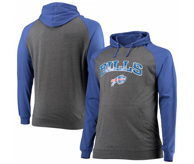 Buffalo Bills Men's Fanatics Branded Royal/Heathered Charcoal Big & Tall Lightweight Raglan Pullover Hoodie