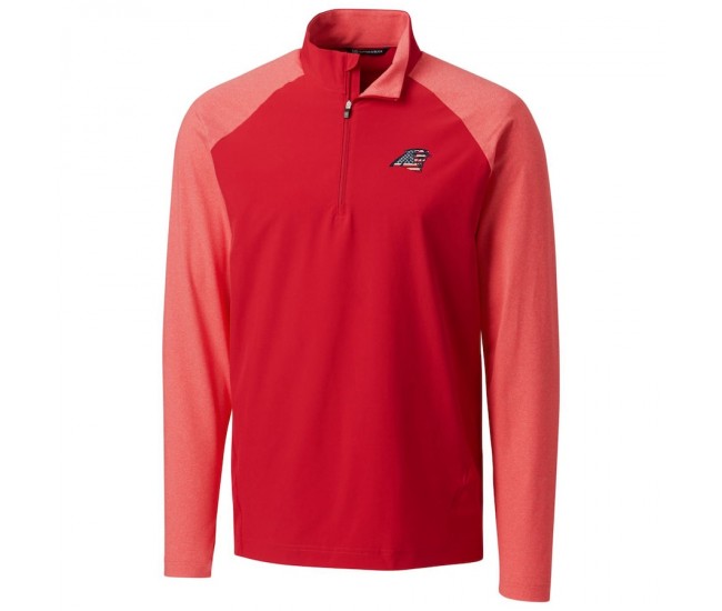 Carolina Panthers Men's Cutter & Buck Red Americana Response Hybrid Quarter-Zip Jacket