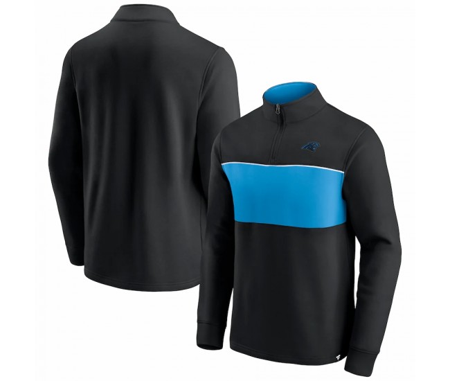 Carolina Panthers Men's Fanatics Branded Black/Blue Block Party Quarter-Zip Jacket