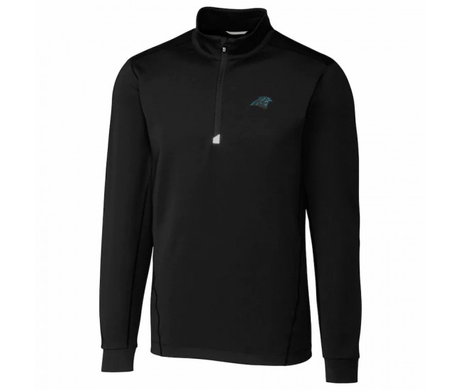 Carolina Panthers Men's Cutter & Buck Black Traverse Quarter-Zip Pullover Jacket