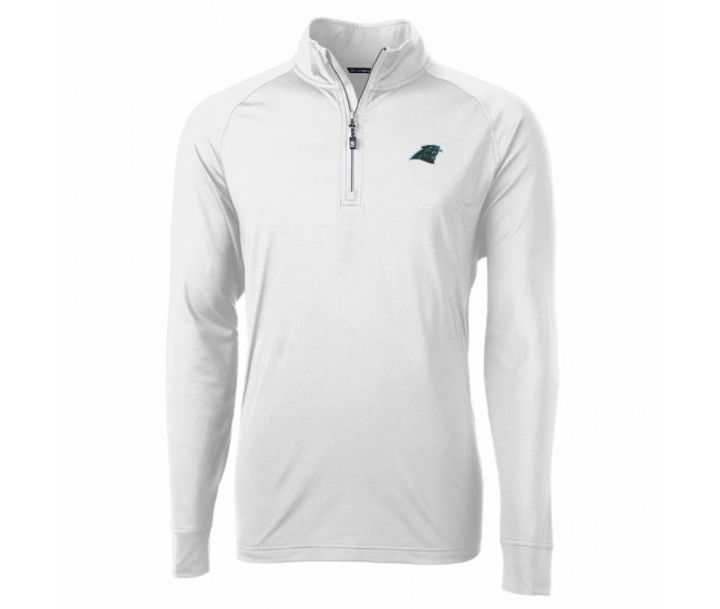 Carolina Panthers Men's Cutter & Buck White Adapt Eco Knit Quarter-Zip Pullover Jacket