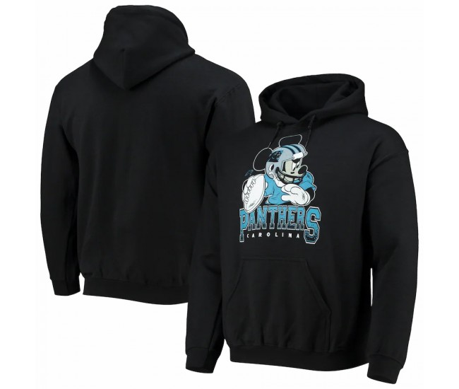 Carolina Panthers Men's Junk Food Black Disney Mickey Quarterback Pullover Hoodie