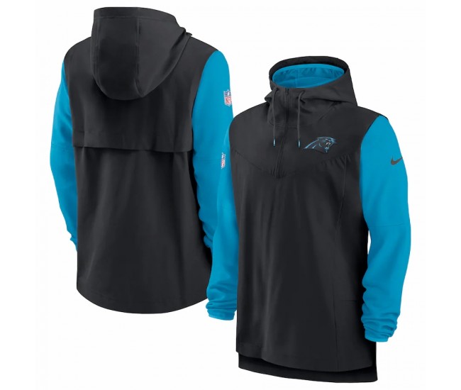 Carolina Panthers Men's Nike Black/Blue Sideline Player Quarter-Zip Hoodie