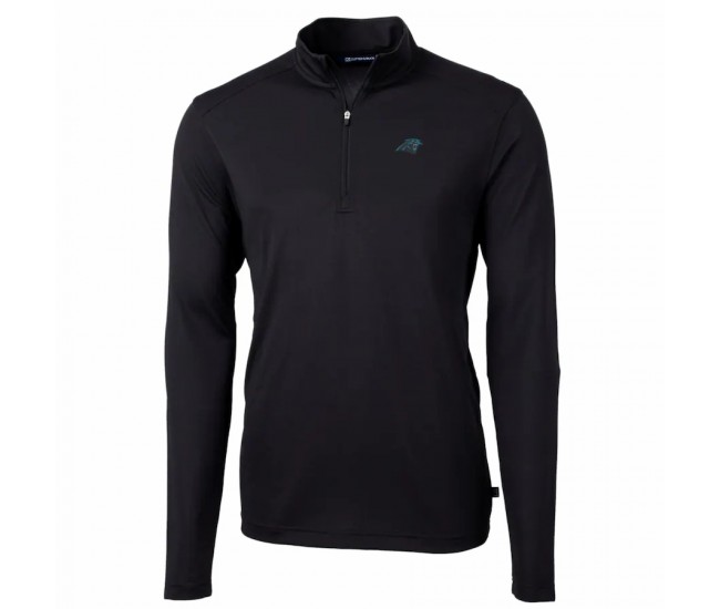 Carolina Panthers Men's Cutter & Buck Black Big & Tall Virtue Eco Pique Quarter-Zip Pullover Jacket