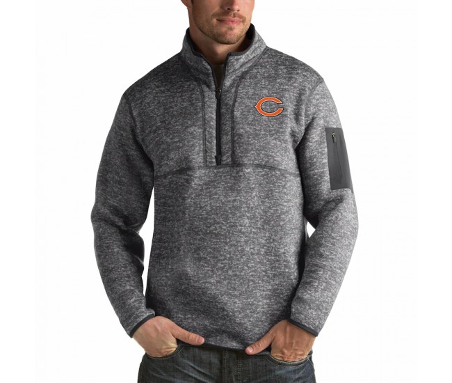 Chicago Bears Men's Antigua Charcoal Fortune Big & Tall Quarter-Zip Pullover Jacket