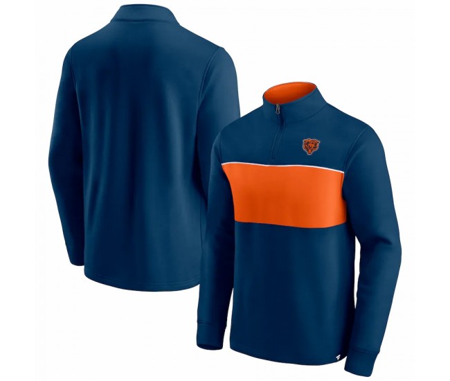 Chicago Bears Men's Fanatics Branded Navy/Orange Block Party Quarter-Zip Jacket