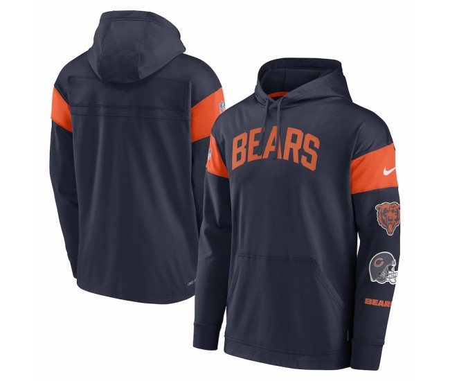 Chicago Bears Men's Nike Navy Sideline Athletic Arch Jersey Performance Pullover Hoodie