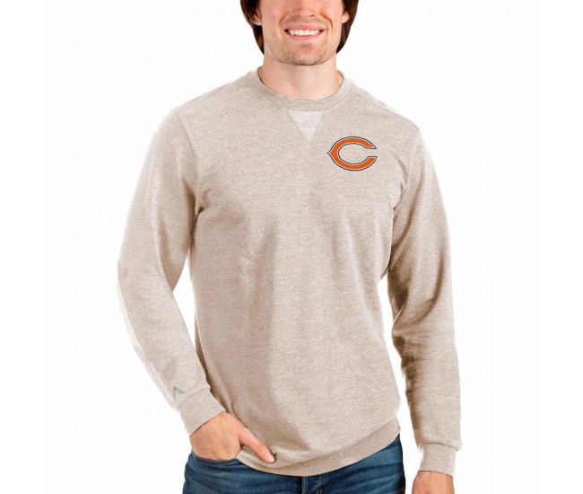 Chicago Bears Men's Antigua Oatmeal Reward Crewneck Pullover Sweatshirt