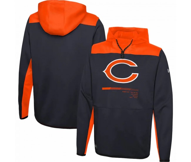 Chicago Bears Men's New Era Navy Combine Authentic Hard Hitter Pullover Hoodie