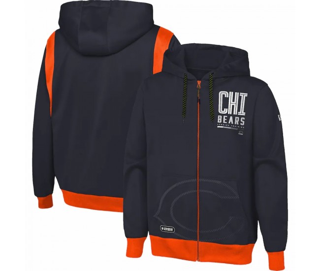 Chicago Bears Men's New Era Navy Combine Authentic Drop Back Full-Zip Hoodie