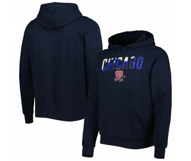 Chicago Bears Men's New Era Navy Ink Dye Pullover Hoodie