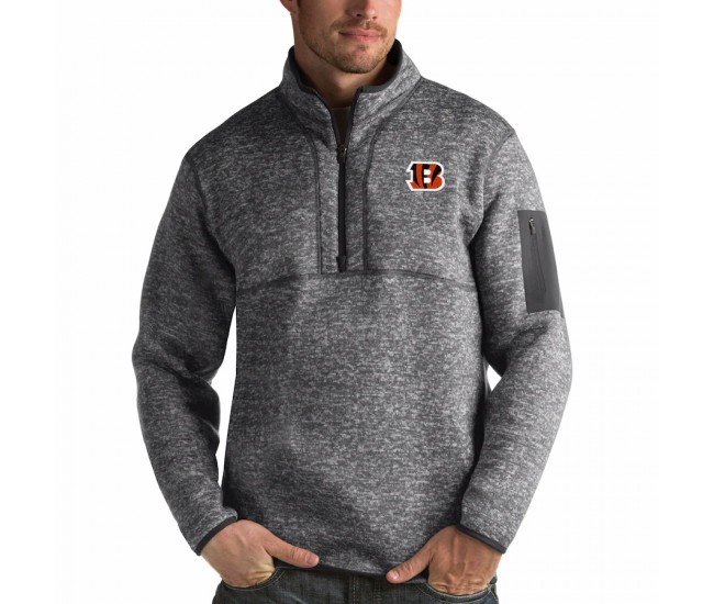 Cincinnati Bengals Men's Antigua Charcoal Fortune Quarter-Zip Pullover Jacket