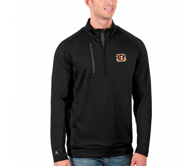 Cincinnati Bengals Men's Antigua Black/Charcoal Big & Tall Generation Quarter-Zip Pullover Jacket