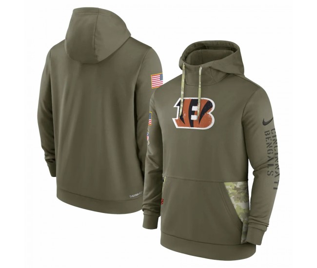 Cincinnati Bengals Men's Nike Olive 2022 Salute to Service Therma Performance Pullover Hoodie