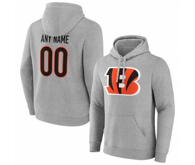 Cincinnati Bengals Men's Fanatics Branded Heathered Gray Team Authentic Custom Pullover Hoodie