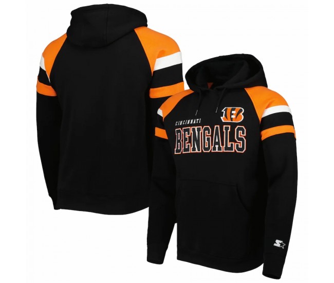 Cincinnati Bengals Men's Starter Black Draft Fleece Raglan Pullover Hoodie