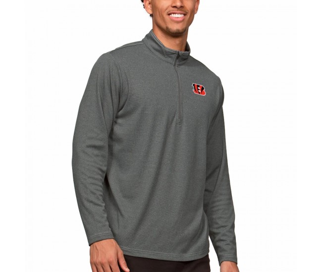 Cincinnati Bengals Men's Antigua Heathered Charcoal Epic Quarter-Zip Pullover Top