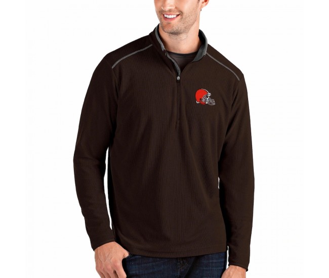 Cleveland Browns Men's Antigua Brown/Gray Glacier Quarter-Zip Pullover Jacket