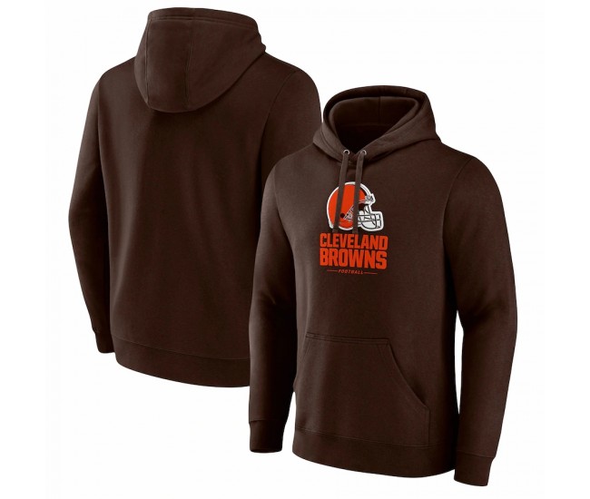 Cleveland Brownss Men's Fanatics Branded Brown Logo Team Lockup Fitted Pullover Hoodie