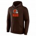 Cleveland Brownss Men's Fanatics Branded Brown Logo Team Lockup Fitted Pullover Hoodie