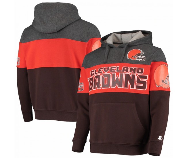 Cleveland Browns Men's Starter Heathered Gray/Orange Extreme Fireballer Pullover Hoodie