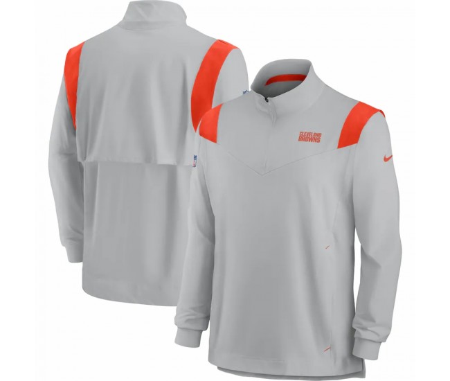 Cleveland Browns Men's Nike Gray 2021 Sideline Coaches Repel Quarter-Zip Jacket