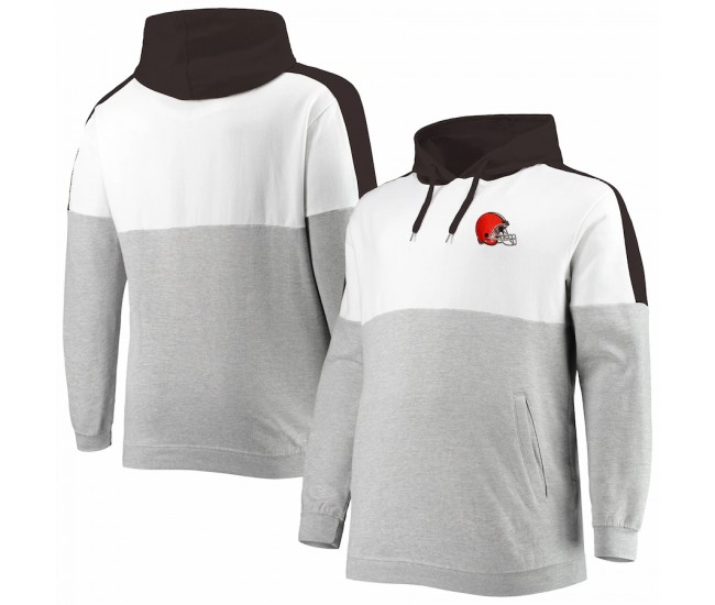 Cleveland Browns Men's Brown/Heathered Gray Big & Tall Team Logo Pullover Hoodie