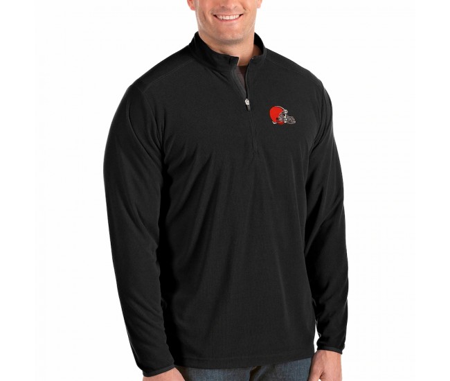 Cleveland Browns Men's Antigua Black Glacier Big & Tall Quarter-Zip Pullover Jacket