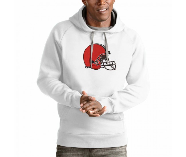 Cleveland Browns Men's Antigua White Victory Pullover Hoodie