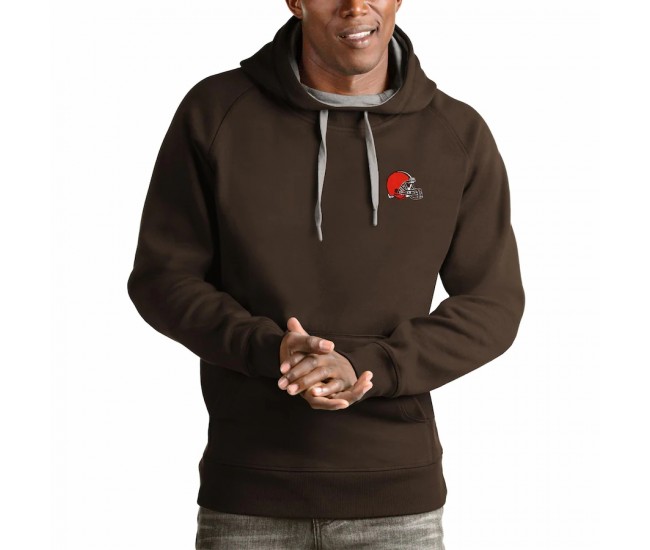 Cleveland Browns Men's Antigua Brown Logo Victory Pullover Hoodie