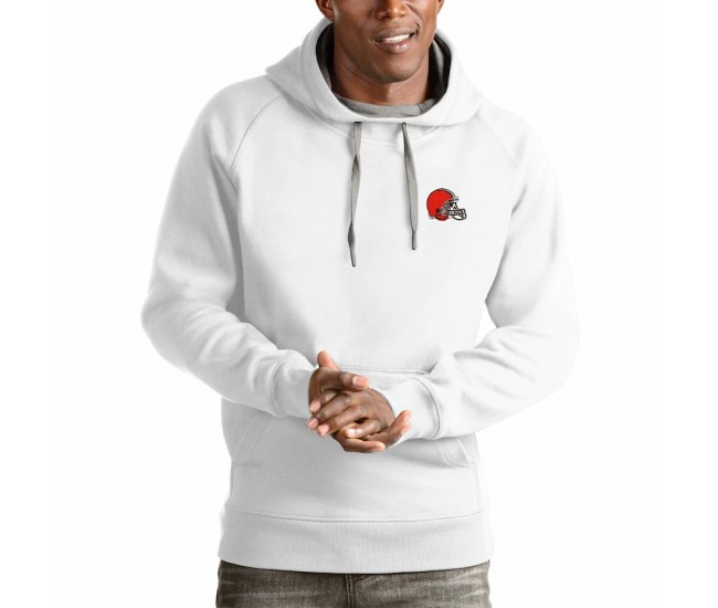 Cleveland Browns Men's Antigua White Logo Victory Pullover Hoodie