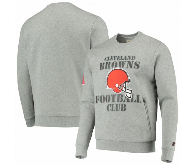 Cleveland Browns Men's Starter Heathered Gray Locker Room Throwback End Zone Pullover Sweatshirt