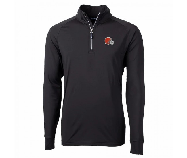 Cleveland Browns Men's Cutter & Buck Black Adapt Eco Knit Quarter-Zip Pullover Jacket