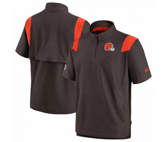 Cleveland Browns Men's Nike Brown Sideline Coaches Chevron Lockup Pullover Top