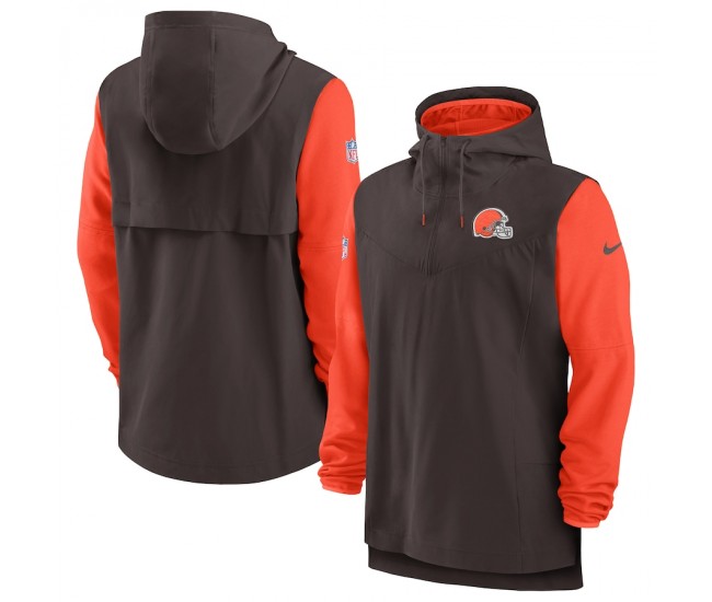 Cleveland Browns Men's Nike Brown/Orange Sideline Player Quarter-Zip Hoodie