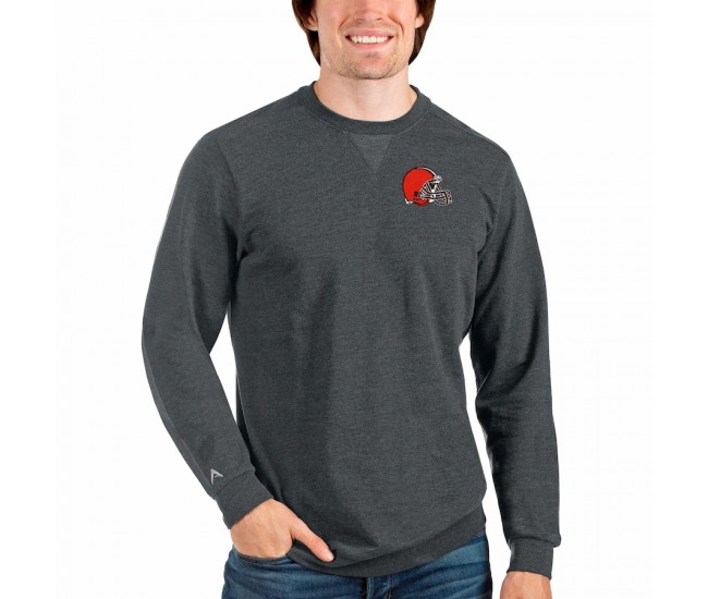 Cleveland Browns Men's Antigua Heathered Charcoal Reward Crewneck Pullover Sweatshirt