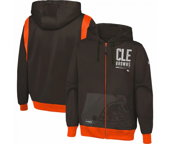 Cleveland Browns Men's New Era Brown Combine Drop Back Full-Zip Hoodie