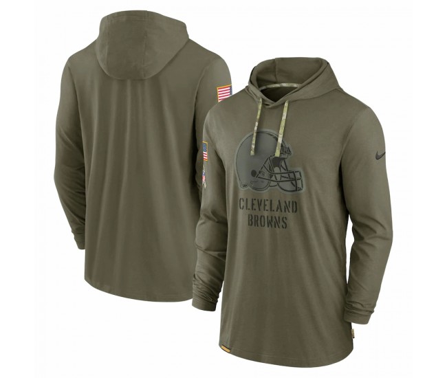 Cleveland Browns Men's Nike Olive 2022 Salute to Service Tonal Long Sleeve Hoodie T-Shirt