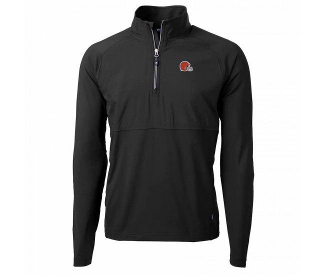 Cleveland Browns Men's Cutter & Buck Black Adapt Eco Knit Hybrid Recycled Quarter-Zip Raglan Jacket