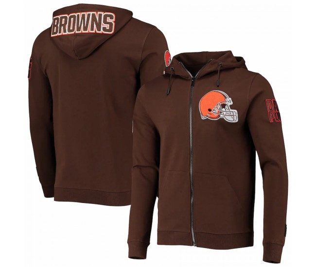 Cleveland Browns Men's Pro Standard Brown 4-Hit Full-Zip Hoodie