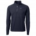 Cleveland Browns Men's Cutter & Buck Navy Adapt Eco Knit Hybrid Recycled Quarter-Zip Pullover Top