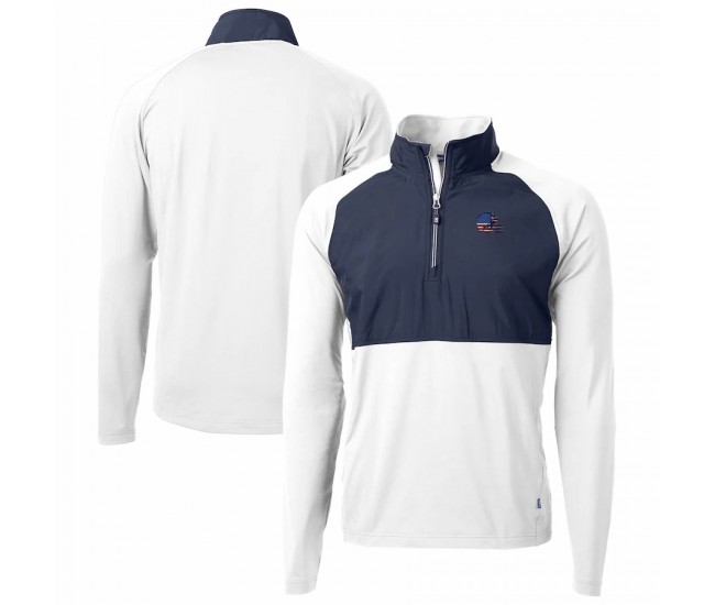 Cleveland Browns Men's Cutter & Buck White Adapt Eco Knit Hybrid Recycled Quarter-Zip Pullover Top