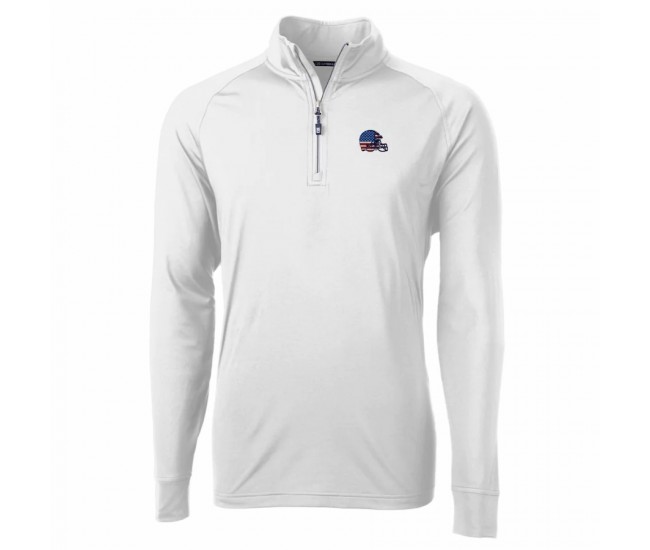 Cleveland Browns Men's Cutter & Buck White Team Adapt Eco Knit Hybrid Recycled Quarter-Zip Pullover Top