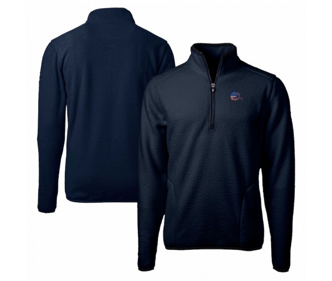 Cleveland Browns Men's Cutter & Buck Navy Big & Tall Cascade Eco Sherpa Fleece Quarter-Zip Pullover Jacket