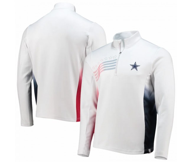 Dallas Cowboys Men's Antigua White Liberty Desert Dry Quarter-Zip Jacket