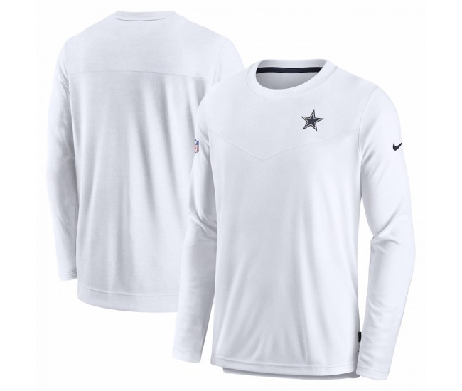 Dallas Cowboys Men's Nike White Sideline Lockup Performance Long Sleeve T-Shirt