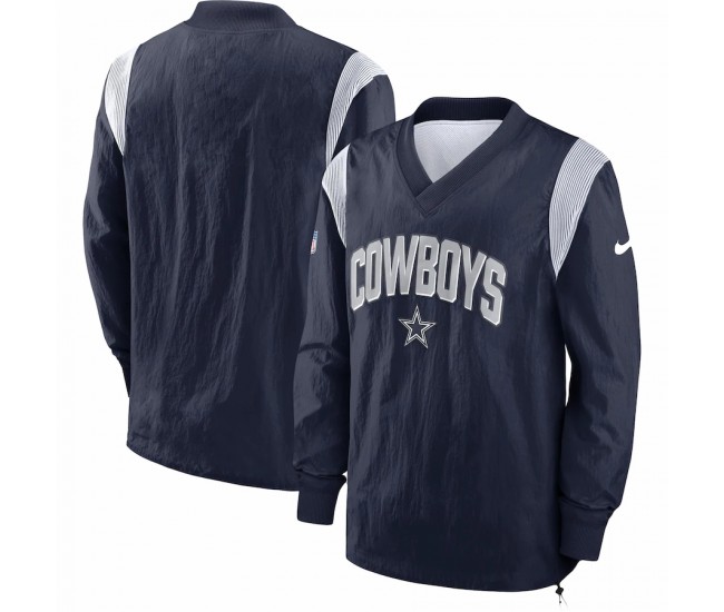 Dallas Cowboys Men's Nike Navy Sideline Athletic Stack V-Neck Pullover Windshirt Jacket